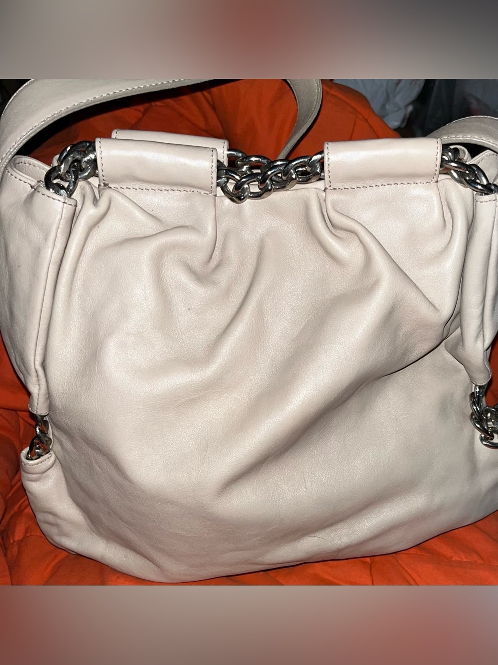 Furla EUC Beige Slouchy Chain Hobo Bag